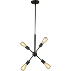 EGLO Etris Row 4 Light 15 Inch Black Pendant Ceiling Light