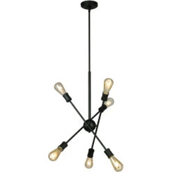 EGLO Etris Row 6 Light 23 Inch Black Pendant Ceiling Light