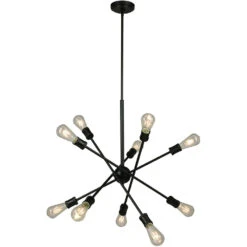 EGLO Etris Row 10 Light 27 Inch Black Pendant Ceiling Light