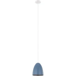 EGLO Sarabia 1 Light 8 Inch Pastel Dark Blue And Silver Pendant Ceiling Light