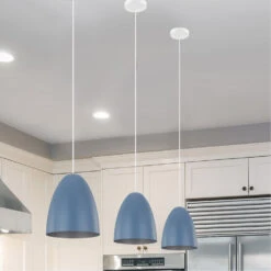 EGLO Sarabia 1 Light 8 Inch Pastel Dark Blue And Silver Pendant Ceiling Light -EGLO Store 204084a app 03
