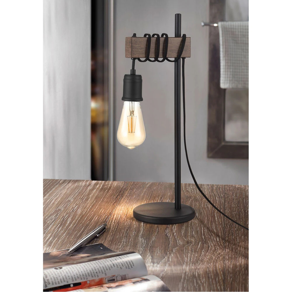 EGLO Violon 20 Inch 60.00 Watt Black And Dark Brown Table Lamp Portable Light 2 EGLO Violon 20 Inch 60.00 Watt Black And Dark Brown Table Lamp Portable Light - Image 2