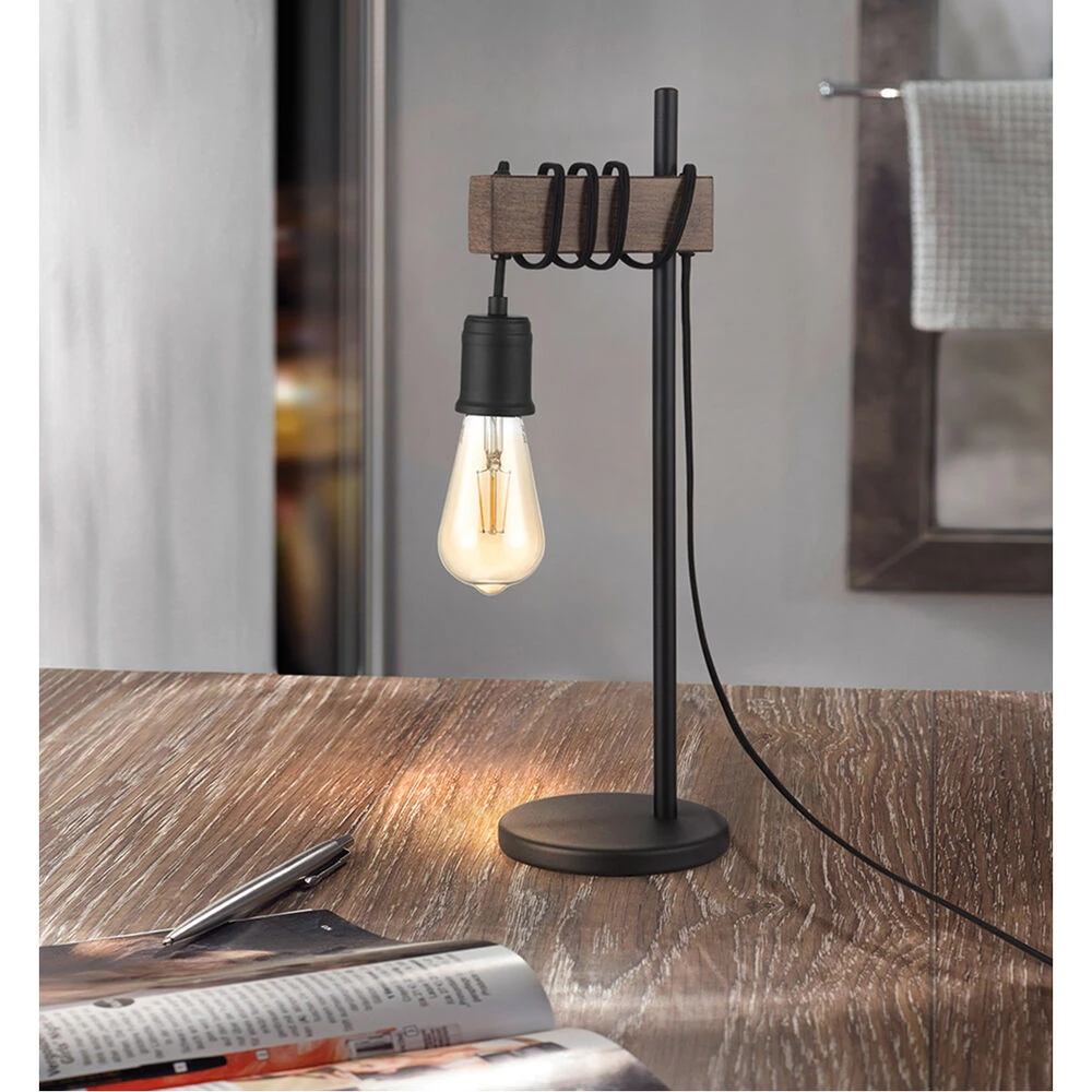 EGLO Violon 20 Inch 60.00 Watt Black And Dark Brown Table Lamp Portable Light 3 EGLO Violon 20 Inch 60.00 Watt Black And Dark Brown Table Lamp Portable Light - Image 3