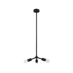 EGLO Bocadella 3 Light 14 Inch Matte Black Pendant Ceiling Light, Semi-Flush Convertible