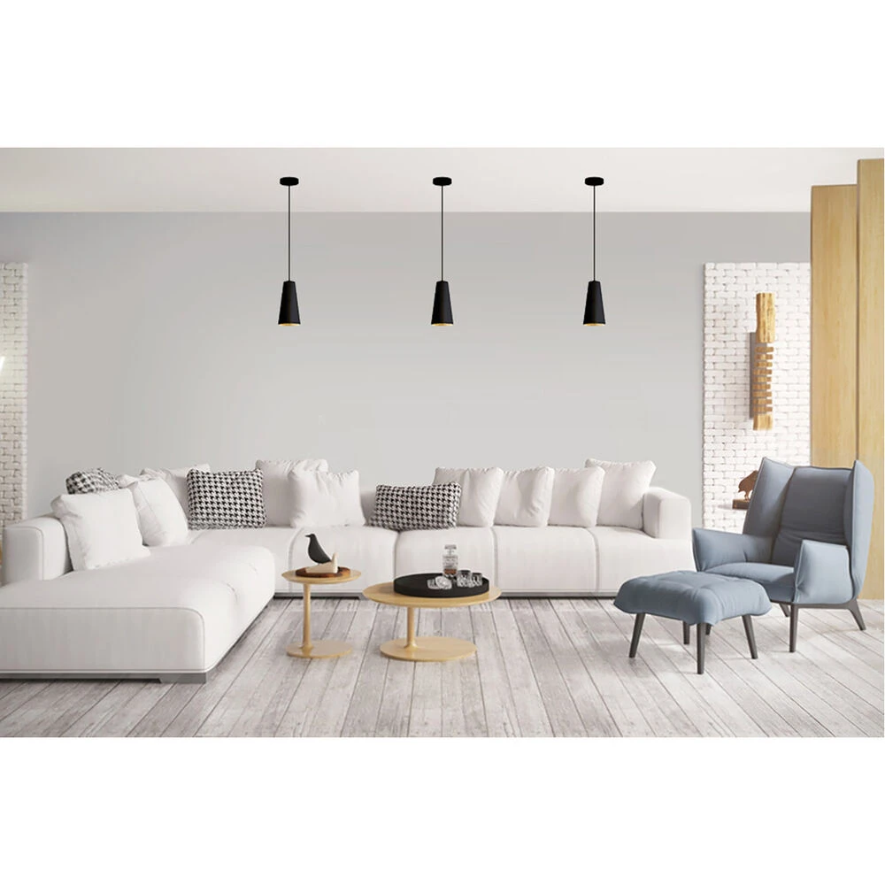 EGLO Pratella 1 1 Light 5 Inch Structured Black Exterior And Gold Leaf Interior Pendant Ceiling Light 2 EGLO Pratella 1 1 Light 5 Inch Structured Black Exterior And Gold Leaf Interior Pendant Ceiling Light - Image 2