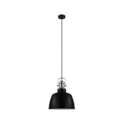 EGLO Gilwell 1 1 Light 15 Inch Matte Black And Chrome Pendant Ceiling Light