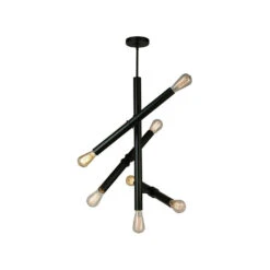 EGLO Drucker 7 Light 28 Inch Black Pendant Ceiling Light