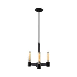 EGLO Broyles 3 Light 12 Inch Matte Black Pendant Ceiling Light, Semi-Flush Convertible