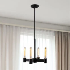 EGLO Broyles 4 Light 15 Inch Matte Black Chandelier Ceiling Light -EGLO Store 204552a app 02