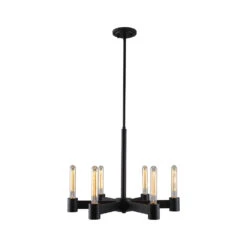 EGLO Broyles 6 Light 22 Inch Matte Black Chandelier Ceiling Light