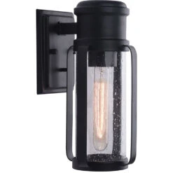 EGLO Abner 1 Light 12 Inch Matte Black Outdoor Wall Sconce