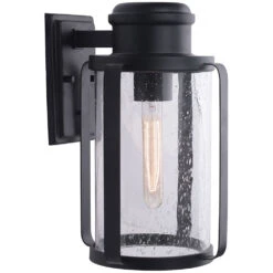 EGLO Abner 1 Light 15 Inch Matte Black Outdoor Wall Sconce