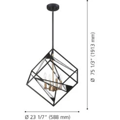 EGLO Corrietes 4 Light 23 Inch Matte Black Pendant Ceiling Light 7 EGLO Corrietes 4 Light 23 Inch Matte Black Pendant Ceiling Light -EGLO Store 204586a diagram