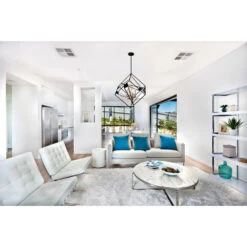 EGLO Corrietes 6 Light 30 Inch Matte Black Pendant Ceiling Light -EGLO Store 204588a app 02