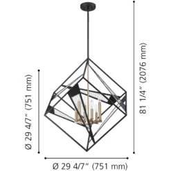 EGLO Corrietes 6 Light 30 Inch Matte Black Pendant Ceiling Light -EGLO Store 204588a diagram