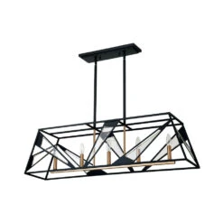 EGLO Corrietes 5 Light 40 Inch Matte Black Pendant Ceiling Light