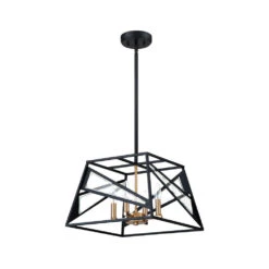 EGLO Corrietes 4 Light 16 Inch Matte Black Pendant Ceiling Light