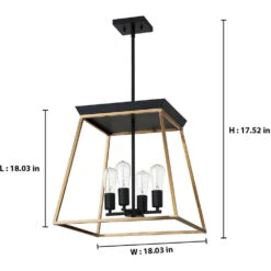 EGLO Paulino 4 Light 18 Inch Brushed Gold And Matte Black Pendant Ceiling Light -EGLO Store 204595a dim