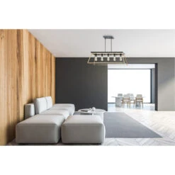 EGLO Paulino 5 Light 39 Inch Brushed Gold And Matte Black Pendant Ceiling Light -EGLO Store 204596a app 02