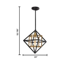 EGLO Pryor 1 Light 15 Inch Black And Gold Pendant Ceiling Light -EGLO Store 204682a20dia