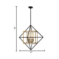 EGLO Pryor 4 Light 27 Inch Black And Gold Pendant Ceiling Light -EGLO Store 204683a20dia