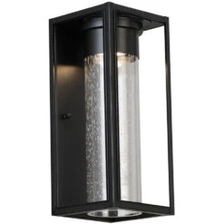 EGLO Walker Hill LED 12 Inch Matte Black Outdoor Wall Sconce