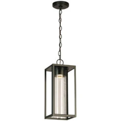 EGLO Walker Hill LED 7 Inch Matte Black Outdoor Pendant