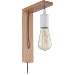 EGLO Tocopilla 7 Inch Natural Wood Sconce Wall Light