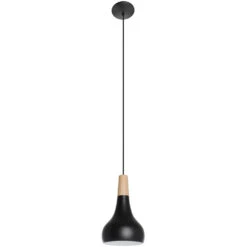EGLO Sabinar 1 Light 7 Inch Structured Black And Shiny White Pendant Ceiling Light