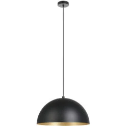 EGLO Rafaelino 1 Light 15 Inch Structured Black And Gold Leaf Pendant Ceiling Light