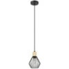 EGLO Palmorla 1 Light 6 Inch Black And Natural Wood Pendant Ceiling Light
