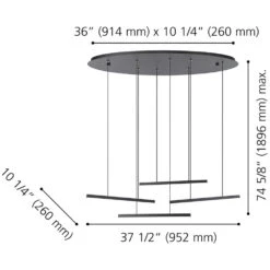 EGLO Lindoza 4 Light 38 Inch Matte Black Pendant Ceiling Light -EGLO Store 205646a diagram