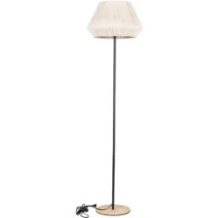 EGLO Lanier 62.8 Inch 60.00 Watt Black And Natural Floor Lamp Portable Light