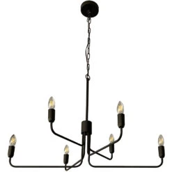 EGLO Portofino 6 Light 36 Inch Black Chandelier Ceiling Light