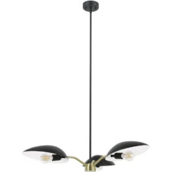 EGLO Lindmoor 3 Light 36.22 Inch Black And Brushed Brass Chandelier Ceiling Light