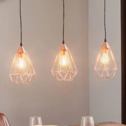 EGLO 3-bulb Vintage Pendant Light Tarbes In Copper