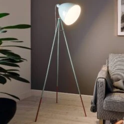 EGLO Dundee Floor Lamp In A Retro Look, Mint Green