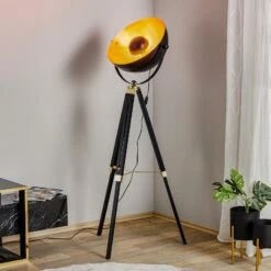 EGLO Covaleda Floor Lamp, Tripod Frame, Black/gold