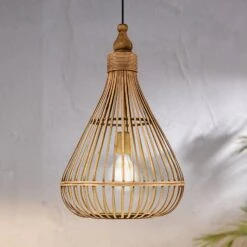 EGLO Amsfield Hanging Lamp Made Of Bamboo