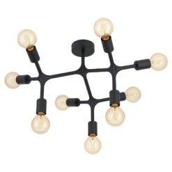EGLO Bocadella 1 Ceiling Lamp In Black, 9-bulb