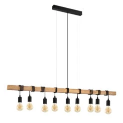 EGLO Townshend Hanging Light With Wood, Nine-bulb