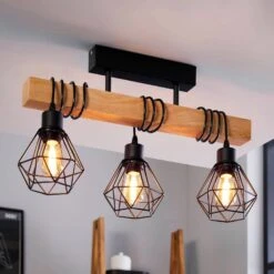 EGLO Ceiling Light, Townshend 5, With 3 Cage Shades -EGLO Store 3032384 2