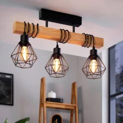 EGLO Ceiling Light, Townshend 5, With 3 Cage Shades -EGLO Store 3032384 3