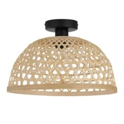 EGLO Claverdon Ceiling Light With Natural Woven Shade