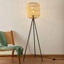 EGLO Bordesley Floor Lamp Tripod, Wooden Lampshade -EGLO Store 3032401 5