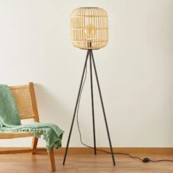 EGLO Bordesley Floor Lamp Tripod, Wooden Lampshade -EGLO Store 3032401 6