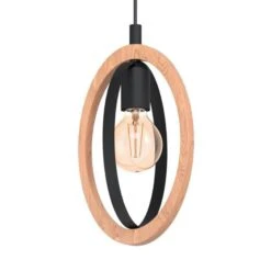 EGLO Basildon Pendant Light Made Of Wood/steel One-bulb