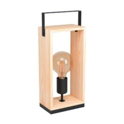 EGLO Famborough Table Lamp With Light Wood Frame