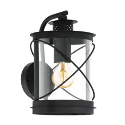 EGLO Hilburn Outdoor Wall Light, Black, Down