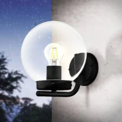 EGLO Taverna Outdoor Wall Light, Spherical, Clear